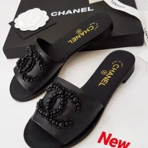Buy Chan_ell Pearl CC Logo Flat Slides