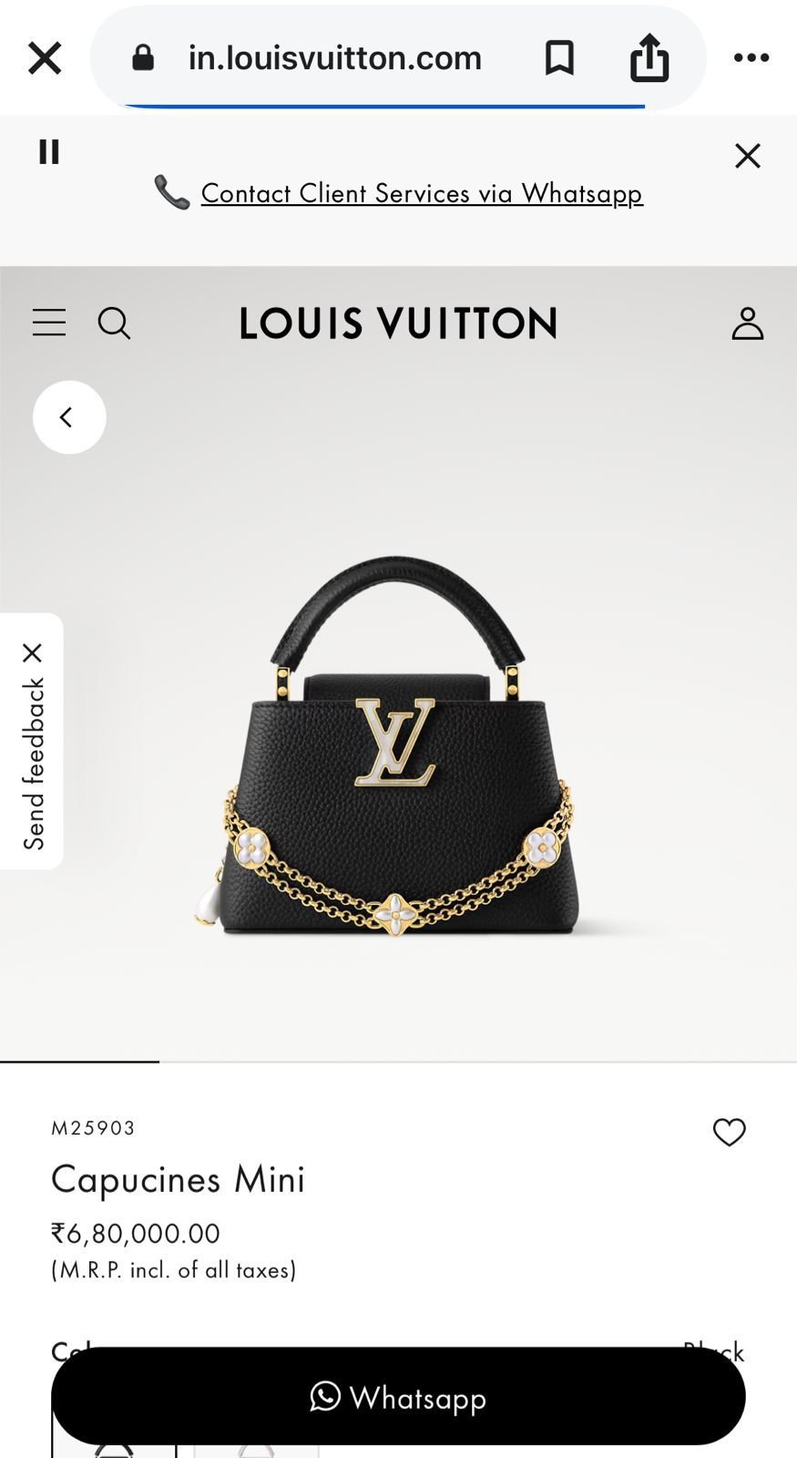 Buy Loui_s Vuitt_onn Capucines Mini Black Bag - Image 2