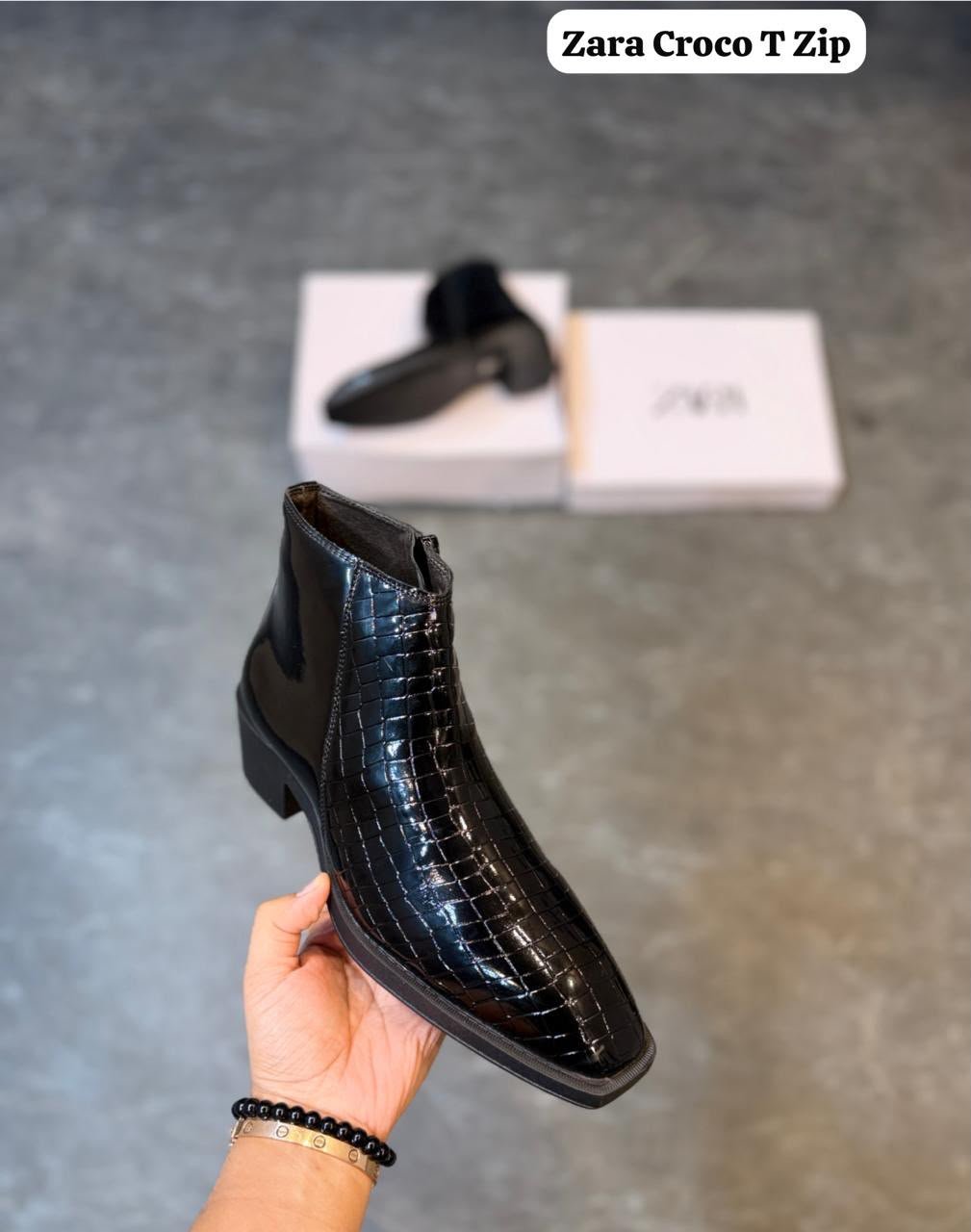 BUY ZA_RAA CROCO T ZIP BOOTS - Image 6