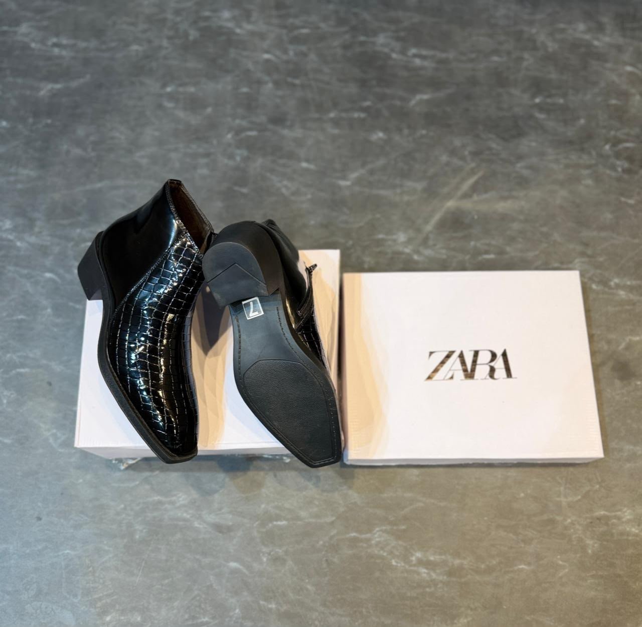 BUY ZA_RAA CROCO T ZIP BOOTS - Image 5