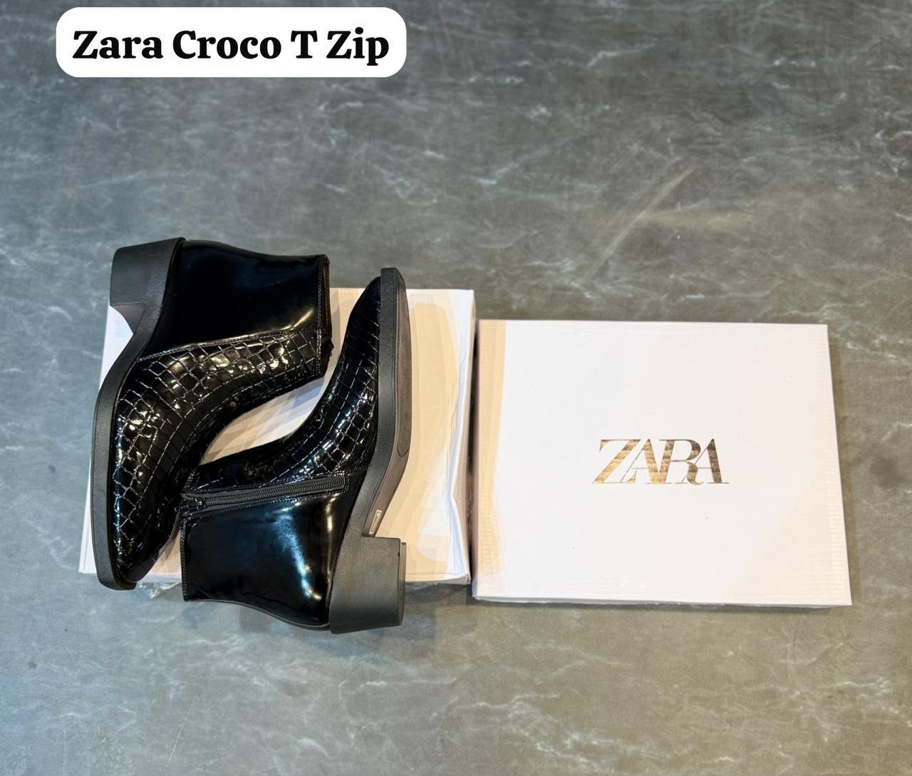 BUY ZA_RAA CROCO T ZIP BOOTS - Image 4