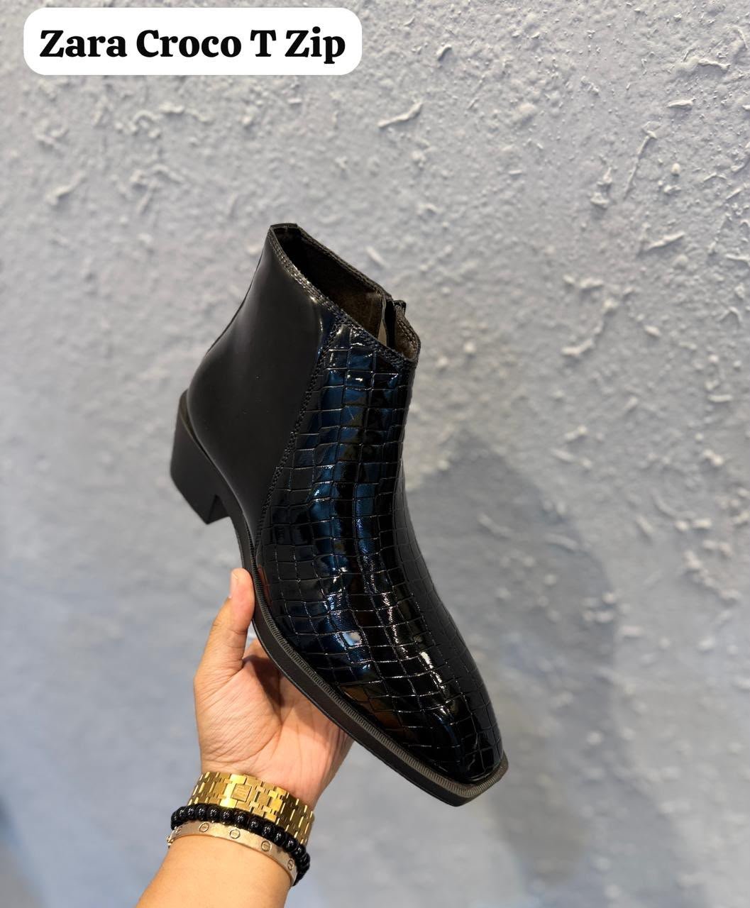 BUY ZA_RAA CROCO T ZIP BOOTS - Image 3