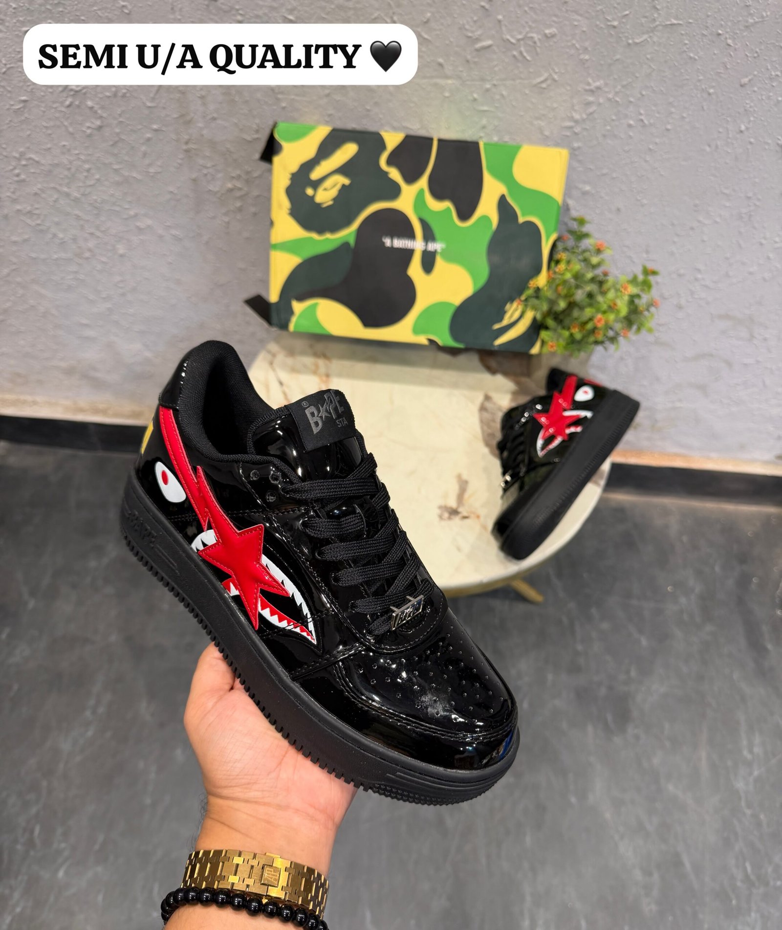 Buy BAPE STA OS Black Red Sneakers Sale! - Image 3