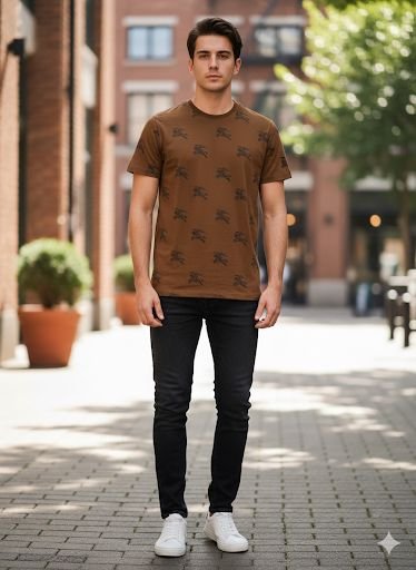 Buy Burber_ryy Cotton Lycra Crew Neck Tee - Image 4