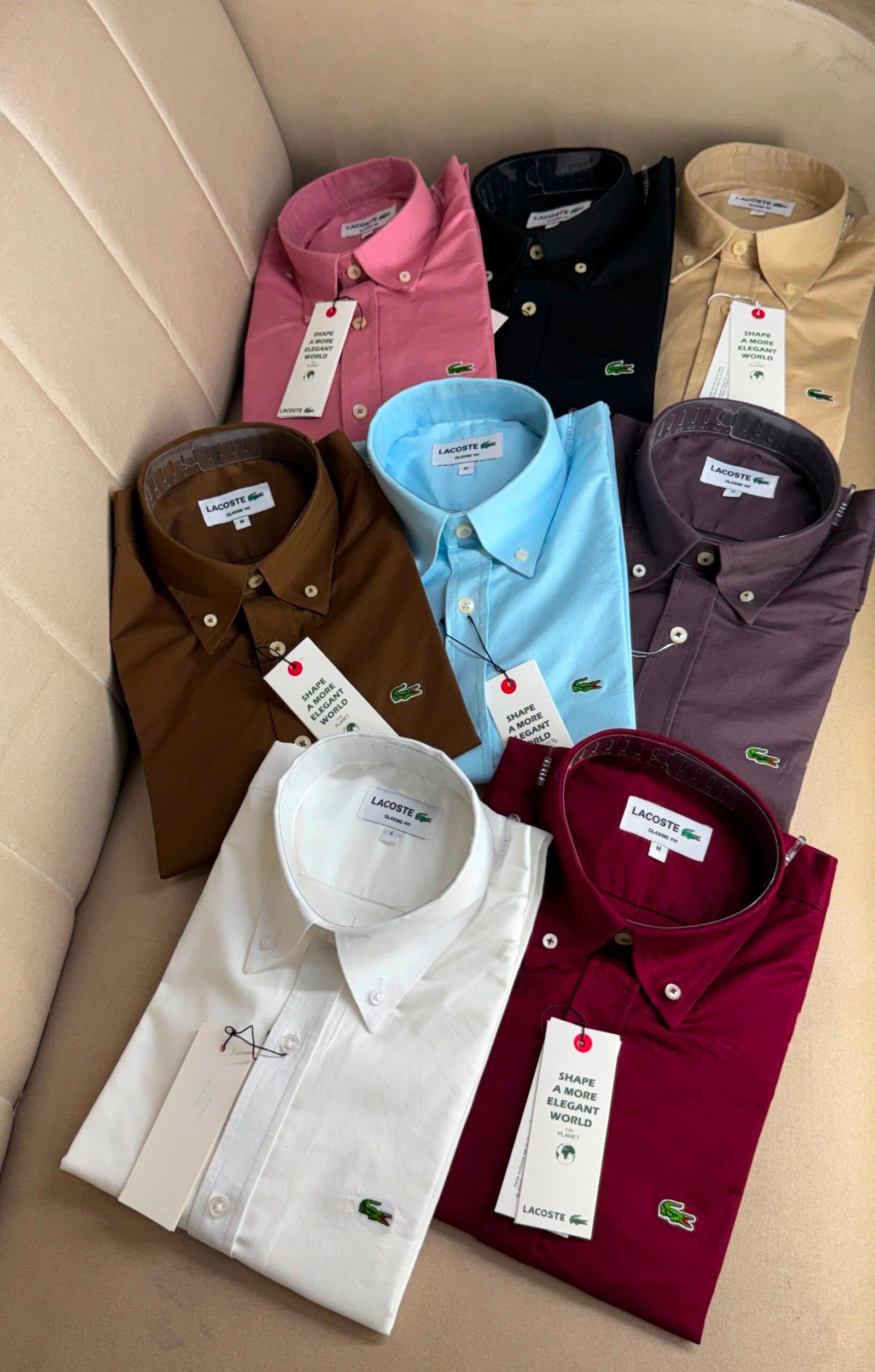 Buy Lacos_tee Plain Oxford Lycra Shirt - Image 8