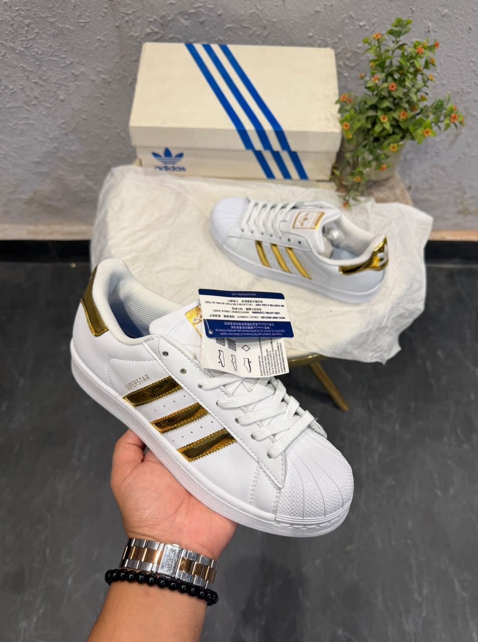 Buy Adid_ass Superstar White Gold Sneakers - Image 6