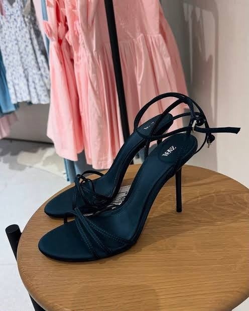 Buy Za_raa Bluish-Black Cross Strap Heels