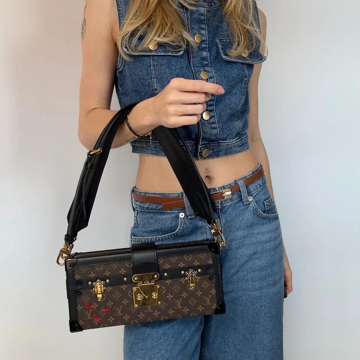 First Copy LV Petite Malle Trunk SlingBag