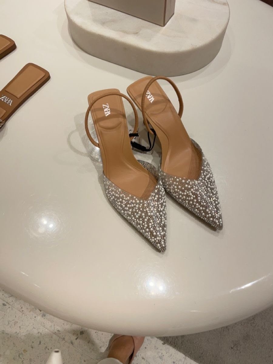 Buy Za_raa Mesh Bead Slingback Heels - Image 3