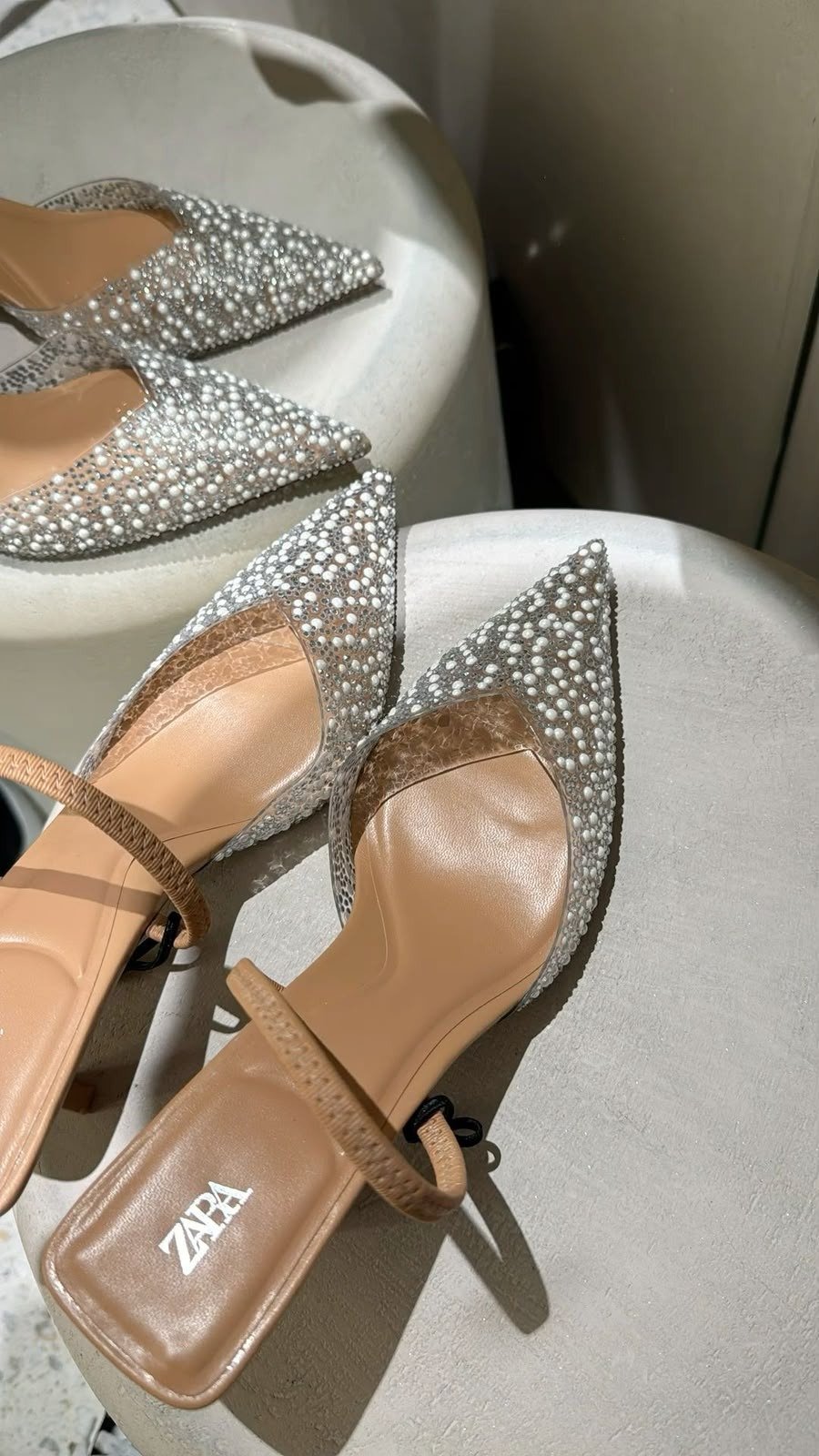 Buy Za_raa Mesh Bead Slingback Heels - Image 2