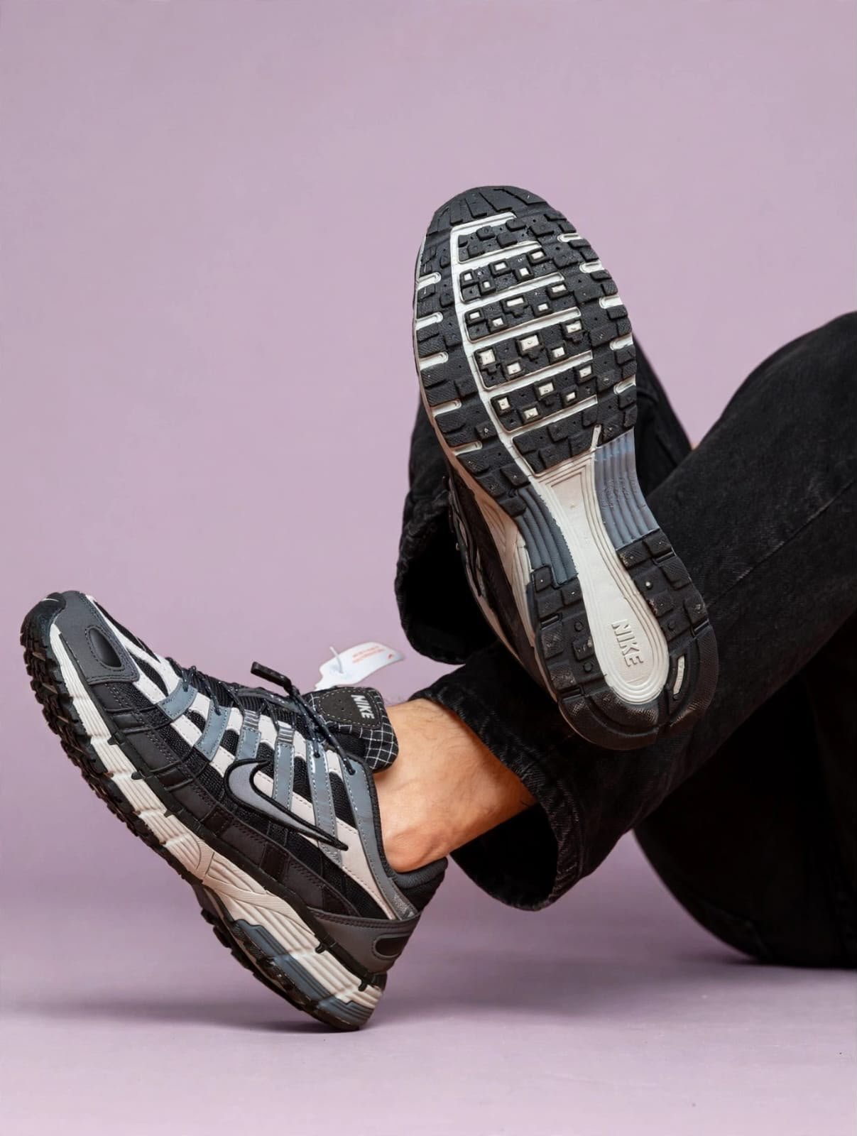 First Copy Nike P-6000 Grey Black Retro Mesh Trainer - Image 9