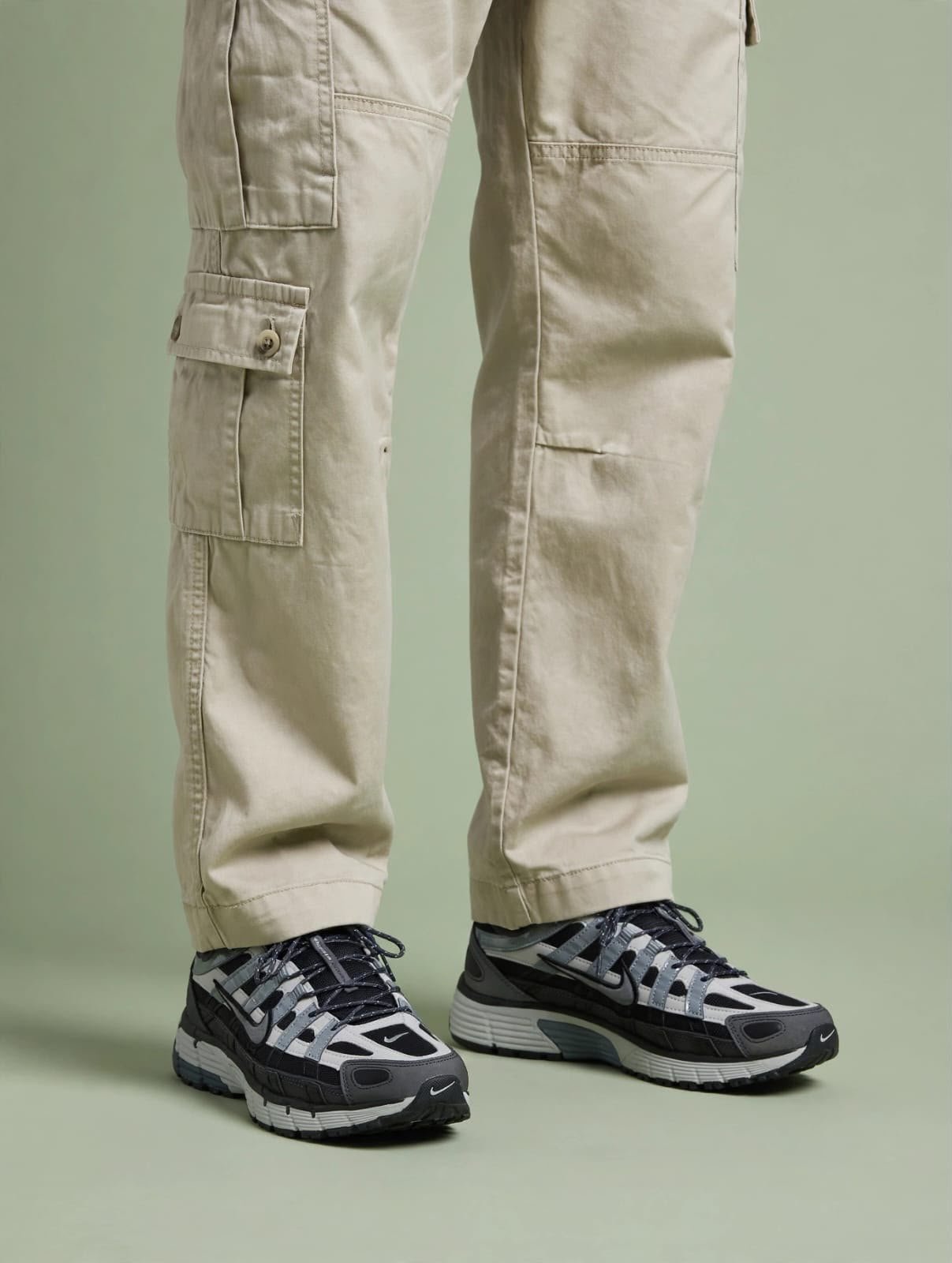 First Copy Nike P-6000 Grey Black Retro Mesh Trainer - Image 7