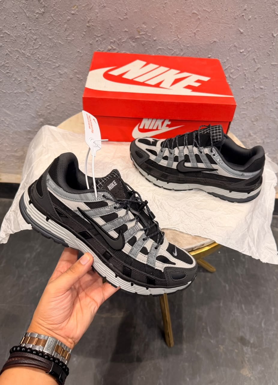 First Copy Nike P-6000 Grey Black Retro Mesh Trainer