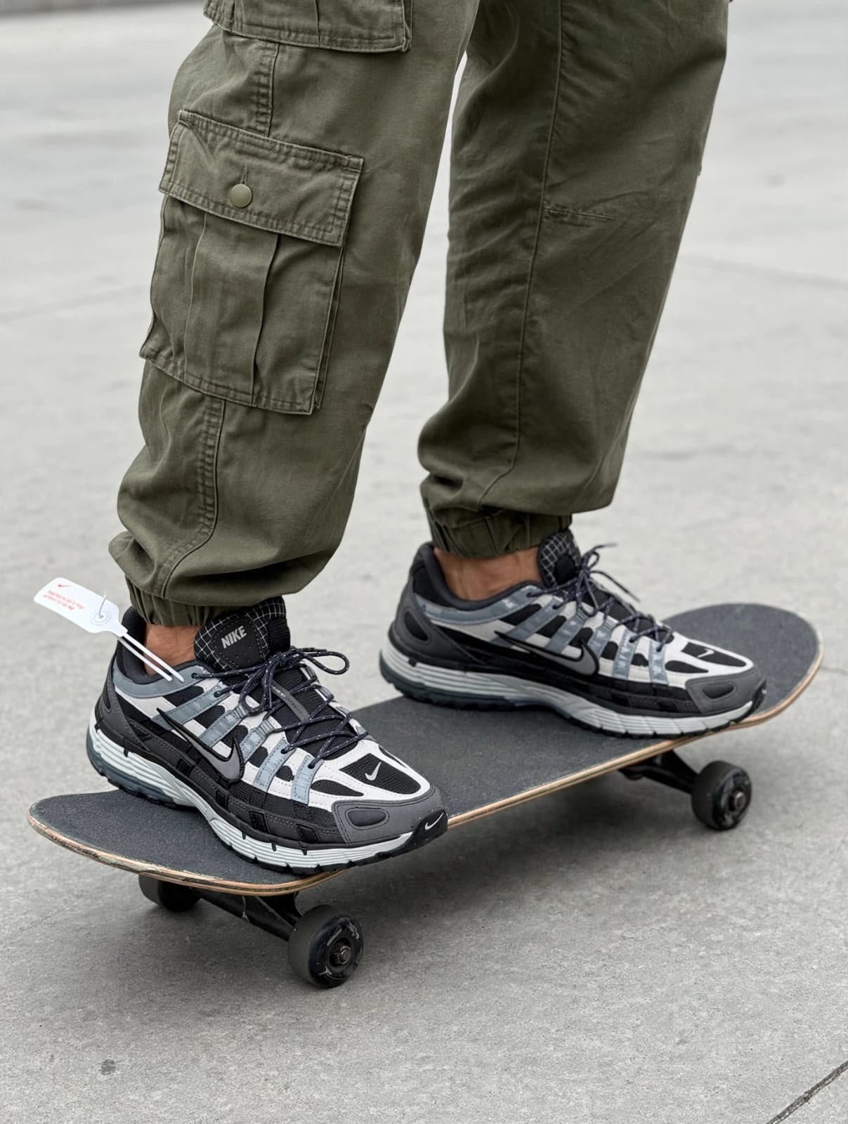 First Copy Nike P-6000 Grey Black Retro Mesh Trainer - Image 8