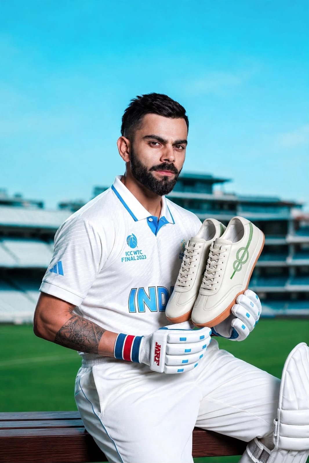 First Copy Virat Kohli One8 Seam White Sneakers - Image 7