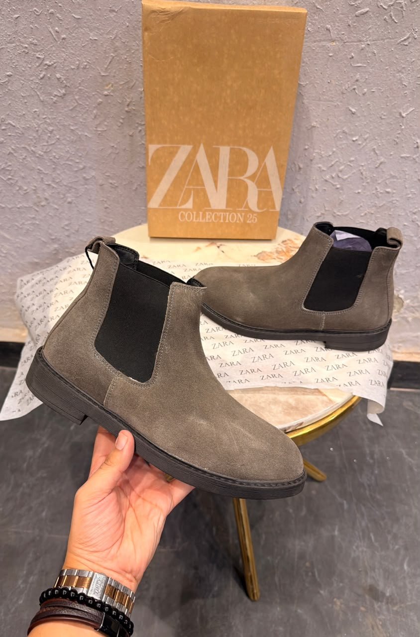 First Copy Zara Brown Leather Chelsea Boots - Image 2
