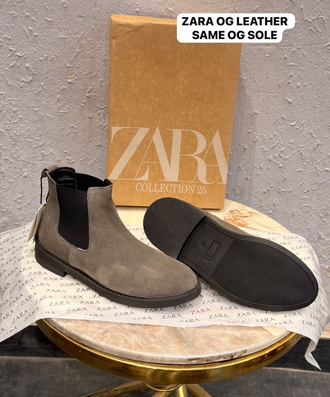 First Copy Zara Brown Leather Chelsea Boots - Image 4