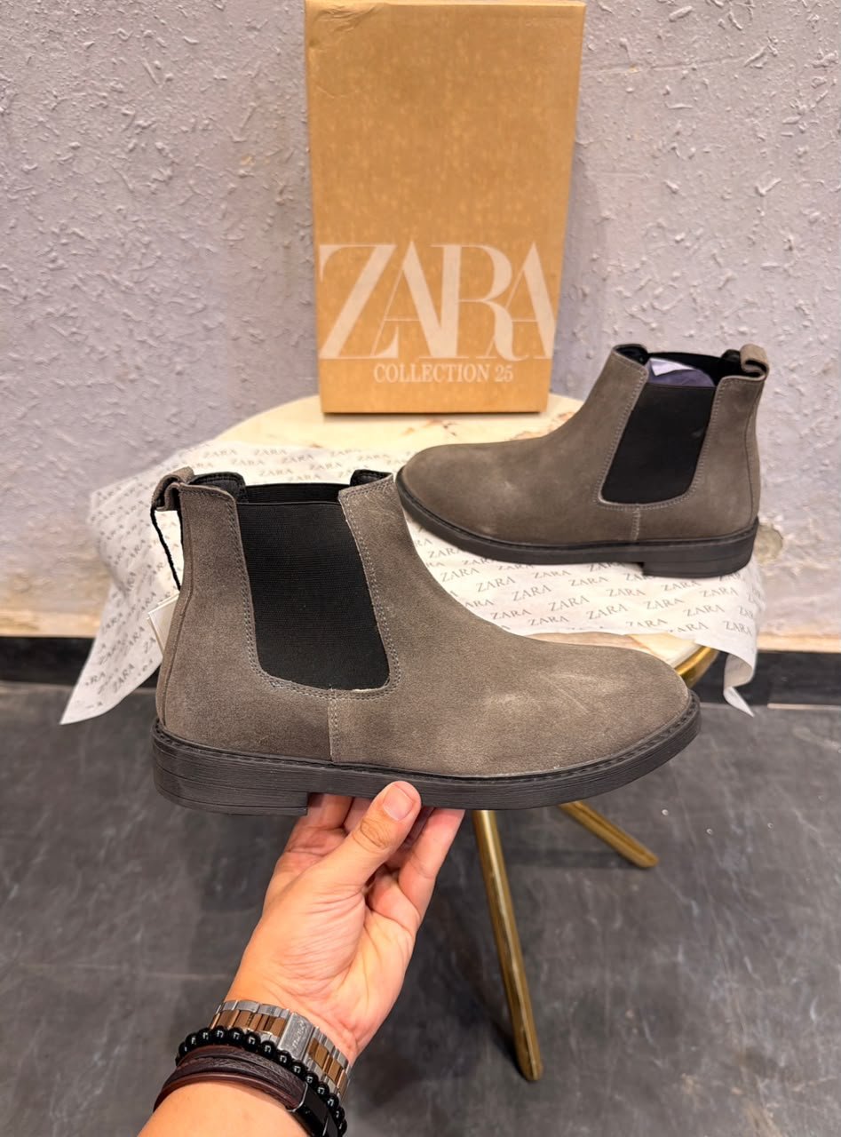 First Copy Zara Brown Leather Chelsea Boots